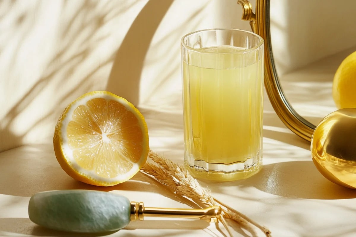 lemonade and sliced lemon