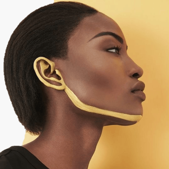 woman showing facial art