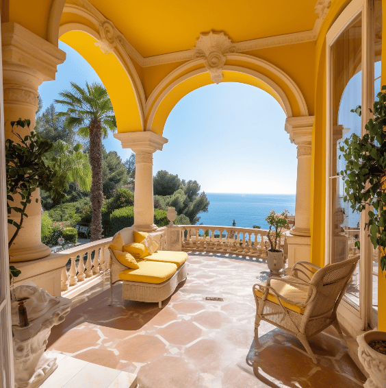 sunny terrace ocean view